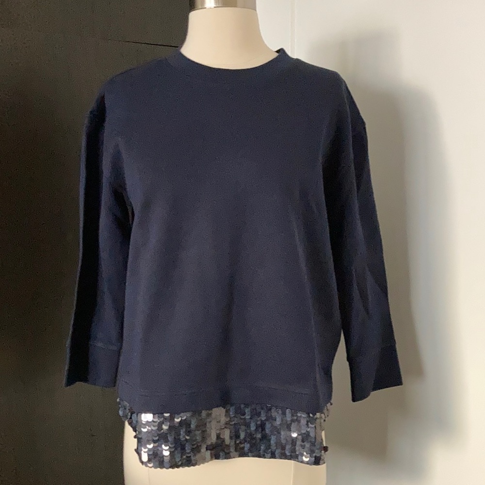 NWT J. Crew navy blue sweatshirt blue sequins XS